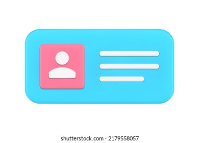 Digital user interface badge contact avatar personal identification electronic technology realistic 3d icon vector illustration. Media information electronic label web smartphone service