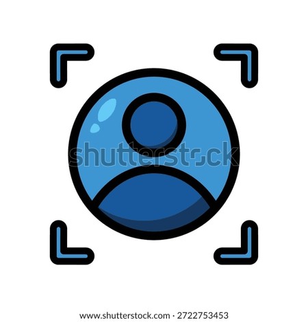 Digital User Profile Icon Highlighted with Corner Brackets, Flat Design
