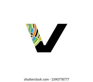 Digital V Letter Technology Logo, Creative V Data Icon.