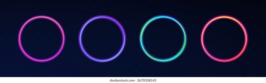 Digital vector background shows glowing rectangle with light flare, cosmic smoke and abstract UI portal in futuristic round shape