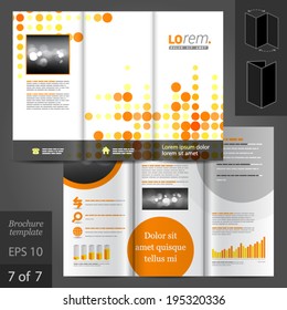 Digital vector brochure template design with and yellow round elements