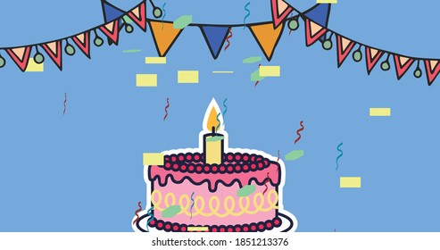 Digital vector of cake wallpaper for Birthday party. Multiple icon Pack.
