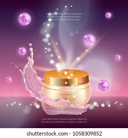 Digital vector collagen oil essence mockup on, with your brand, ready for print ads or magazine design.