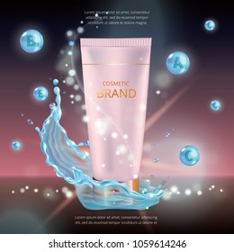 Digital vector collagen oil essence mockup on, with your brand, ready for print ads or magazine design.