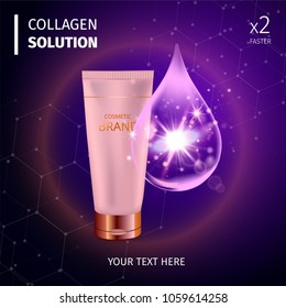 Digital vector collagen oil essence mockup on, with your brand, ready for print ads or magazine design.