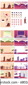 Digital Vector collection set of characters and backgrounds for animation, commercial, business, advertising, mock ups