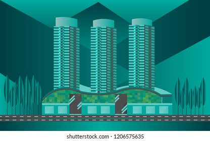 Digital vector design of Centaurus Mall Islamabad Pakistan Mall Situated in Islamabad Vector Background Design with Margalla Hills View 