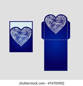 Digital vector file for laser cutting. Laser cut swirly ornate wedding invitation envelope. 