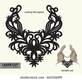 Digital vector file for laser cutting. Swirly ornate fashion necklace.