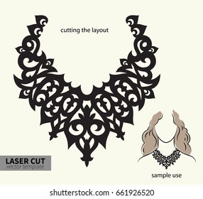 Digital vector file for laser cutting. Swirly ornate fashion necklace.