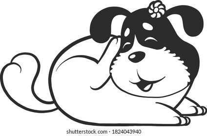 Digital vector funny comic cartoon happy puppy dog. Hand drawn illustration, abstract realistic flat style