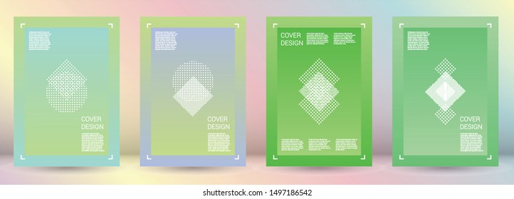 Digital Vector Geometric Cover Design with Gradient and Abstract Lines and Figures for your Business. Magazine Design with Hologram, Gradient Effect for Event.