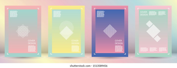 Digital Vector Geometric Cover Design with Gradient and Abstract Lines and Figures for your Business. Brochure Design with Hologram, Gradient Effect for Identity.