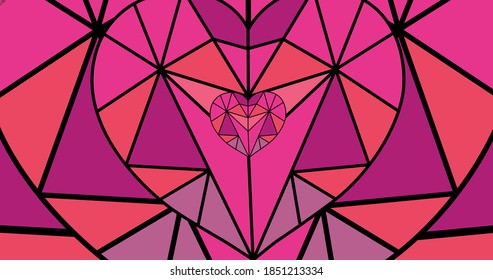 Digital vector of geometric hearts wallpaper for Valentines Day. Multiple Hearts Pack.