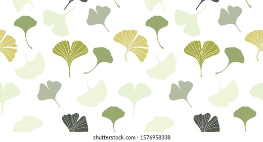 digital vector ginkgo biloba leaf tablecloth seamless pattern. Ginkgo leaf silhouette with veins. Isolated vector illustration. Natural design for various textiles and the design of medical cosmetics.