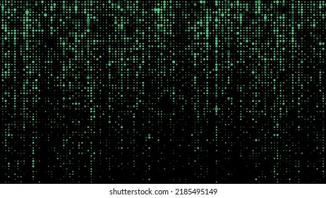 Digital vector green matrix. Futuristic dots background. Cyber texture with particles different size. Technology illustration.