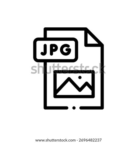Digital vector icon of JPG image file format, ideal for photography, web, and graphics themes