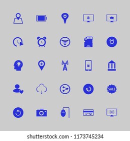digital vector icons set. with download, hospital location, location and memory card in set