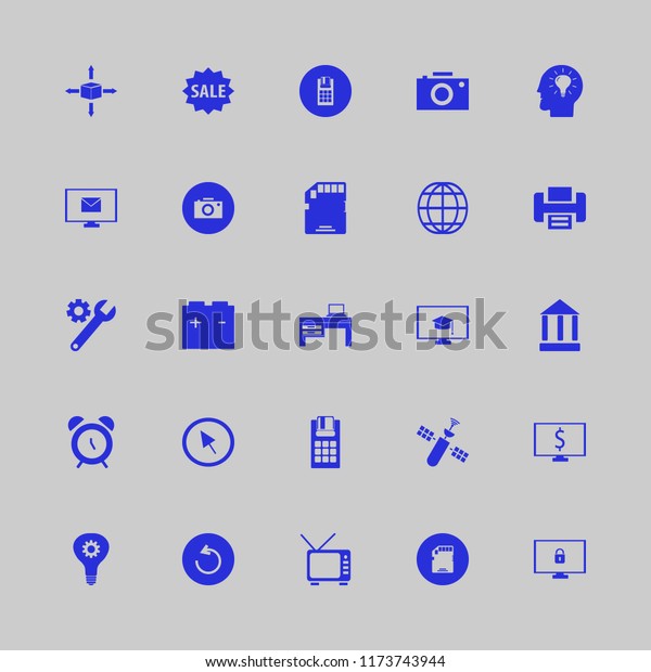 digital vector icons set. with printer, pos\
terminal, reload arrow and idea in\
set