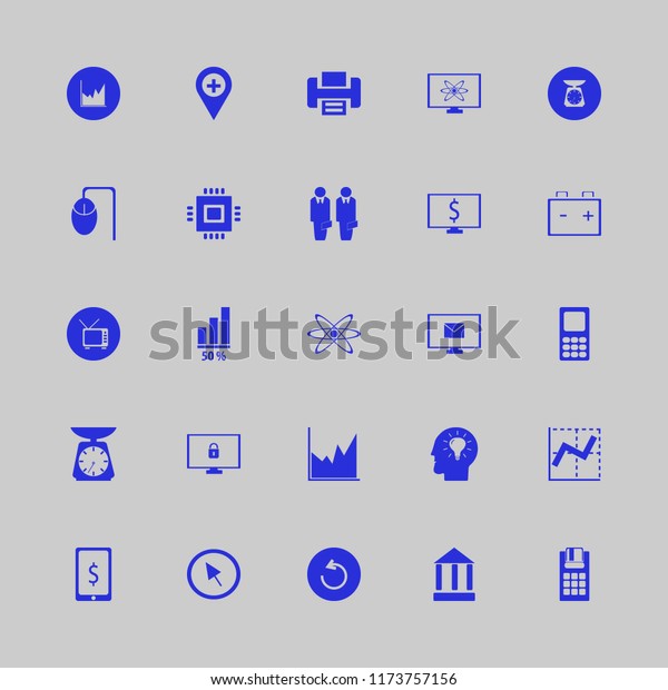 digital vector icons set. with tv, reload\
arrow, hospital location and graph in\
set
