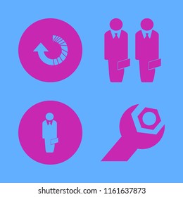 digital vector icons set. with wrench gear, reload arrow, businessmen and businessman in set
