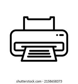 A digital vector illustration of a black printer on a white background