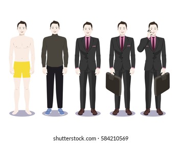 Digital vector illustration business man pose standing