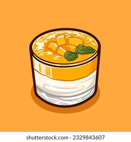 Ilustración vectorial digital de la comida brasileña CREME DE MANGA (MANGO CREAM)