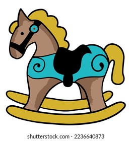 Digital vector illustration: Cute rocking horse toy character