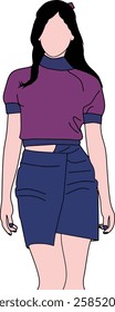 A digital vector illustration depicting a stylized woman wearing a skirt and top ensemble.