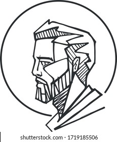 Dibujo digital vectorial o dibujo de la cara de San José