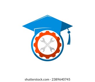 A digital vector illustration of an engineering graduation sign on a white background