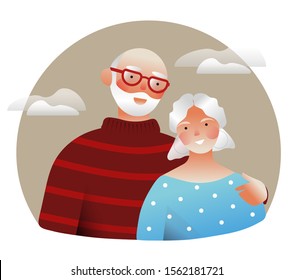 Digital vector illustration of a happy elderly couple, medical insurance plan. Medical insurance template -senior citizen. modern flat vector concept