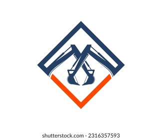 A digital vector illustration of an industrial excavator company logo sign