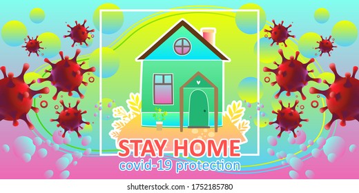 Digital Vector illustration information stay home of Coronavirus covid-19 protection using as background healthcare and medical