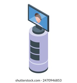 Digitale Vektorillustration einer isometrischen Webcam auf einem Stativ, isoliert auf Weiß