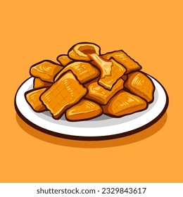 Digital vector illustration of PASTEL DE QUEIJO Brazilian food