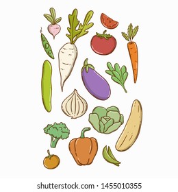 Digital vector illustration of vegetables set.
