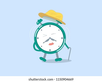 Digital vector illustration, an vintage alarm clock in comic style