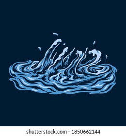 Digital Vector illustration of water splash, hand drawn style with color
