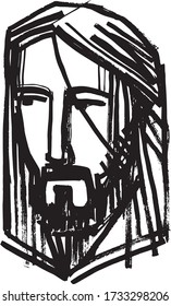Ilustración digital vectorial de tinta o dibujo del retrato de Jesucristo
