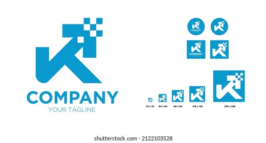 Digital vector logo with "JK" abbreviation.Digtial Company vector illustration of logo design.