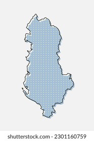 Digital vector map Albania from dots, points isolated on background. Creative dotted template Europe country for pattern, design, illustration, backdrop. Concept silhouette map state Albania