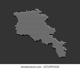 Digital vector map Armenia from dots, points isolated in the background. Creative dotted template Europe country for pattern, design, illustration, backdrop. Concept silhouette map state Armenia