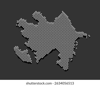 Mapa vetorial digital Azerbaijão de pontos, pontos isolados no fundo. Modelo pontilhado criativo Ásia país para padrão, design, ilustração, fundo. Estado do mapa da silhueta de conceito