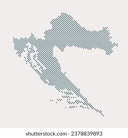 Digital vector map Croatia from dots, points isolated on background. Creative dotted template Europe country for pattern, design, illustration, backdrop. Concept silhouette map state Croatia