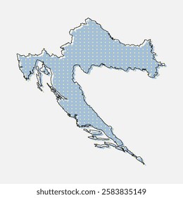 Digital vector map Croatia from dots, points isolated on background. Creative dotted template Europe country for pattern, design, illustration, backdrop. Concept silhouette map state Croatia