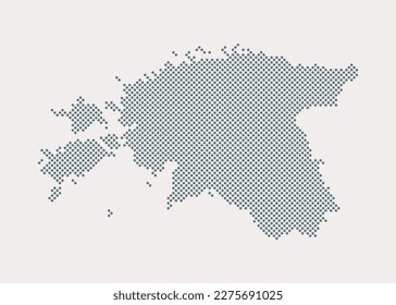 Digital vector map Estonia from dots, points isolated on background. Creative dotted template Europe country for pattern, design, illustration, backdrop. Concept silhouette map state Estonia