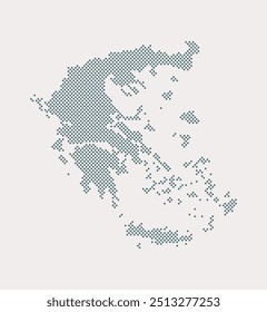 Digital vector map Greece from dots, points isolated on background. Creative dotted template Europe country for pattern, design, illustration, backdrop. Concept silhouette map state Greece