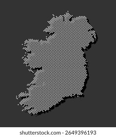 Mapa vetorial digital Irlanda de pontos, pontos isolados no fundo. Modelo pontilhado criativo Europa país para padrão, design, ilustração, pano de fundo. Concept silhueta mapa estado Irlanda